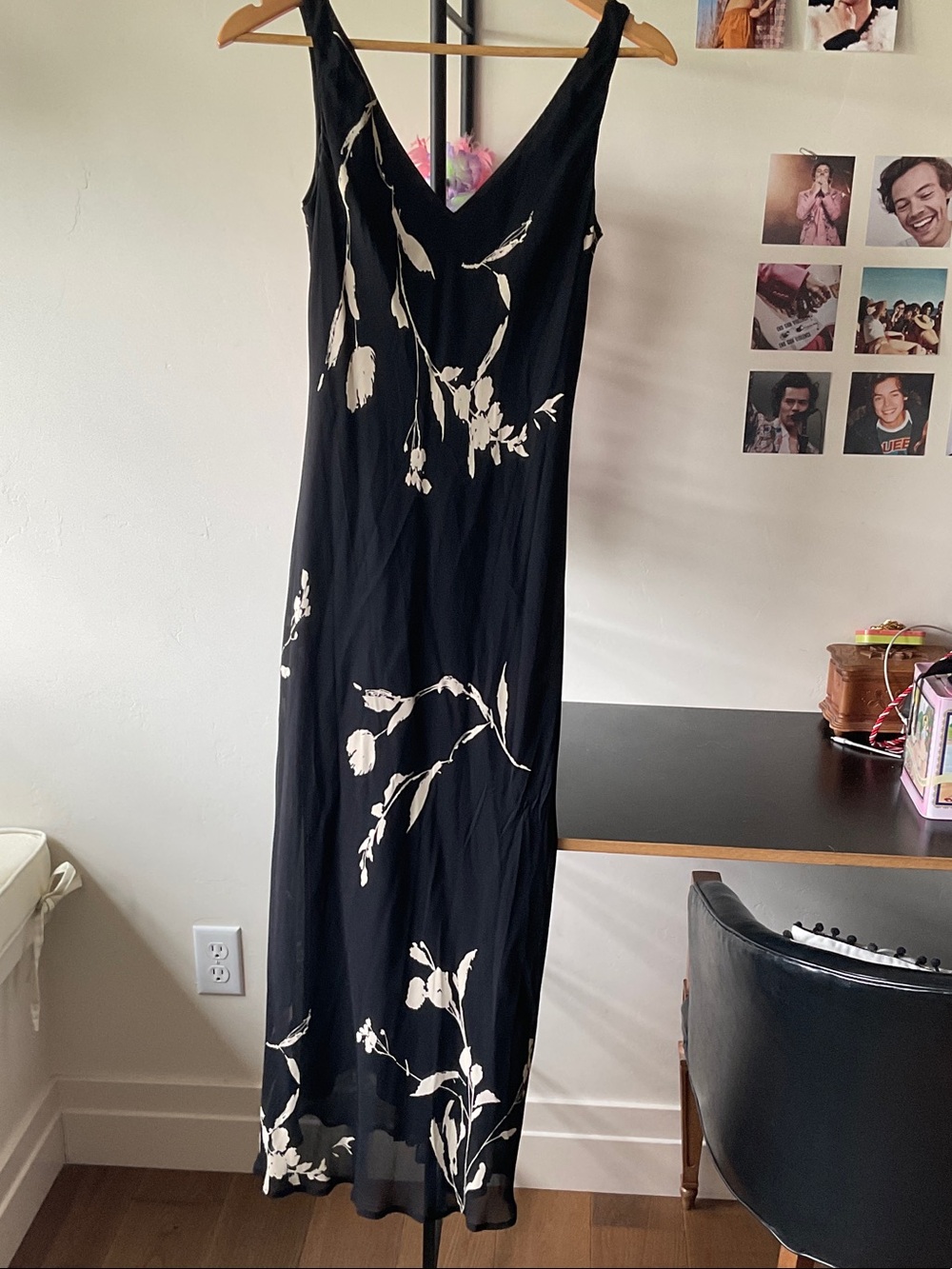 Jones New York Black Maxi Dress with White Floral Print
